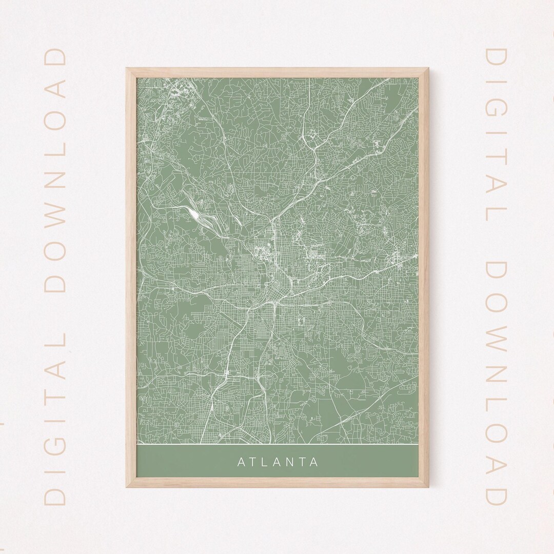 ATLANTA CITY MAP, Line Art City Map, Road Map of Atlanta Minimalist ...
