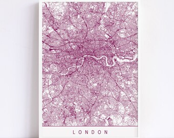 LONDON MAP - High Quality Giclee Print, Minimalist London Art Print, Customizable City Map, Modern Map Art