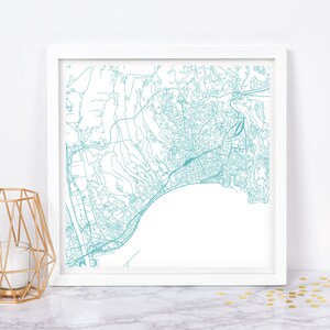 NICE CITY PLAN - Fine Art Map Poster - Schöne Karte Druck Minimalistische Stadt Karte, zeitloses Dekor, klassische Wandkunst, quadratische Karte