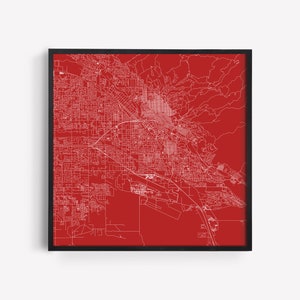BOISE MAP ART - oeuvre d'art murale minimaliste, affiche design moderne en quadrillage de la ville, Idaho, États-Unis, décoration intemporelle, art mural classique, carte carrée