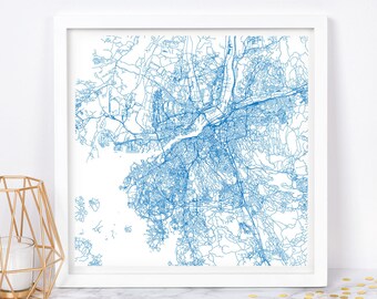 GOTHENBURG CITY MAP - Fine Art Map Poster - Gothenburg Sweden Goteborg Sverige Map Print Minimalist City Map, Square Map
