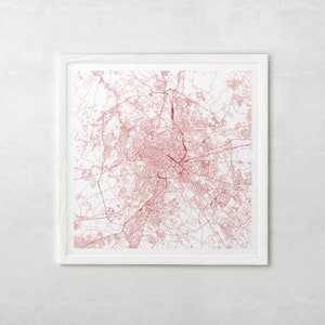 PLAN DE LA VILLE DE ROME - affiche de carte fine art - Rome Italie carte impression plan de la ville minimaliste, décoration intemporelle, art mural classique, carte carrée