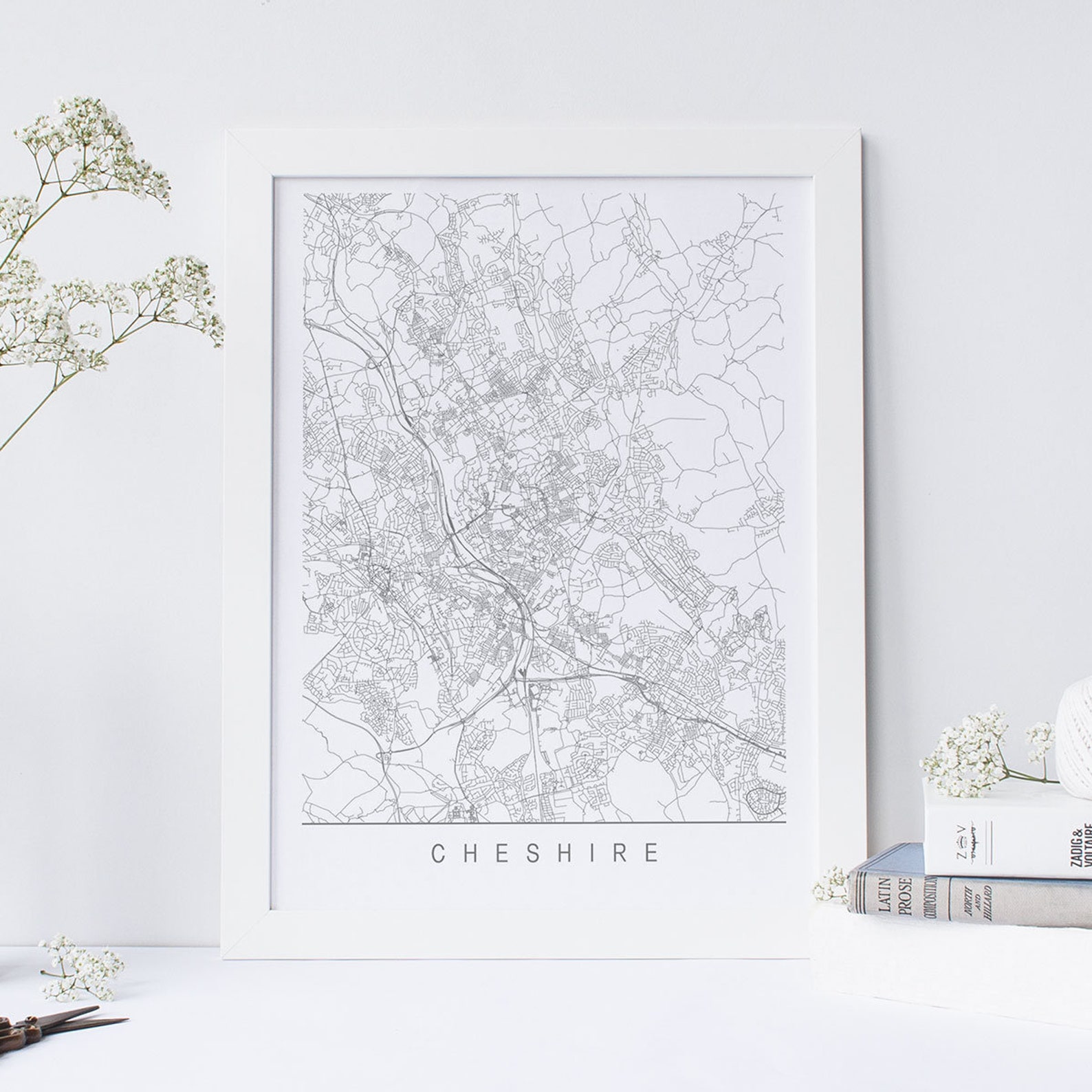 CHESHIRE MAP High Quality Giclee Print Minimalist Cheshire - Etsy Canada