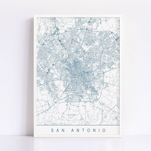 CARTE DE SAN ANTONIO - impression d'art minimaliste Salt San Antonio, plan de la ville personnalisable, impression jet d'encre de haute qualité, art de la carte moderne