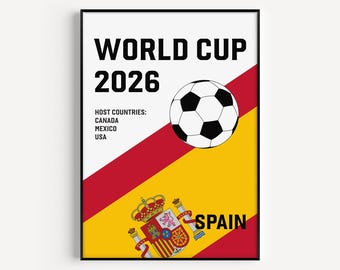 SPAIN WORLD CUP 2026 Poster, Printable, Instant Digital Download, 300 dpi, Five sizes