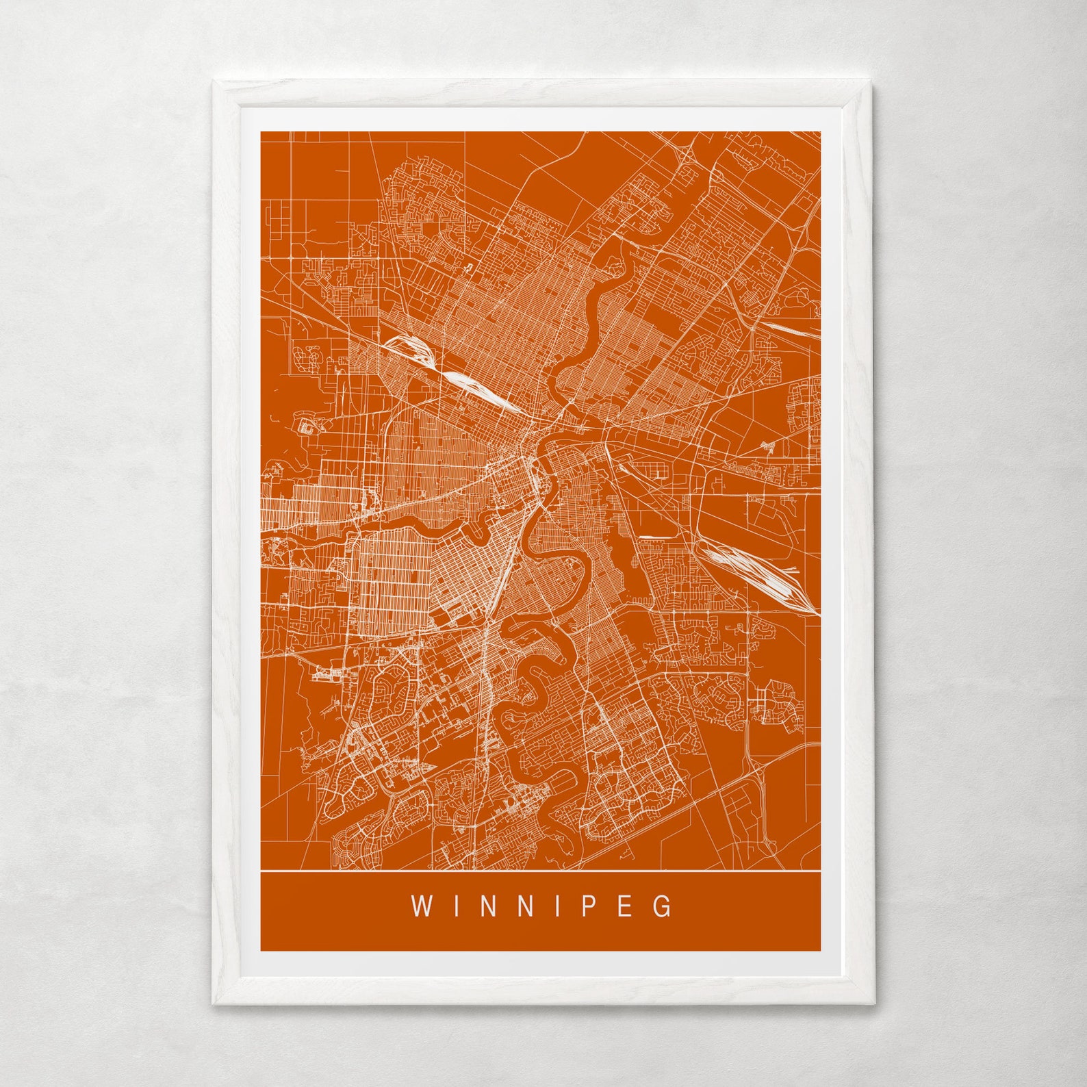 WINNIPEG CITY MAP Art Print Winnipeg Manitoba Map Art High Etsy
