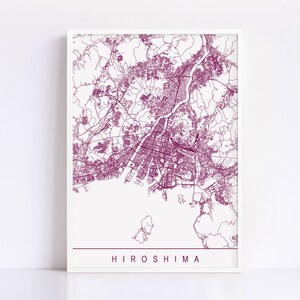 HIROSHIMA KARTE - Hochwertiger Giclée-Druck, minimalistischer Kunstdruck von Hiroshima, anpassbarer Stadtplan