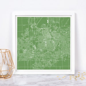 Carte de la ville de SIOUX FALLS - art mural minimaliste, affiche design moderne en quadrillage de la ville, Dakota du Sud, États-Unis, décoration intemporelle, art mural classique