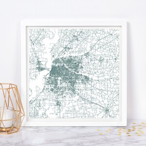 Carte de MEMPHIS - affiche de carte fine art - impression de carte de Memphis, Tennessee, carte de la ville minimaliste, décoration intemporelle, art mural classique, carte carrée