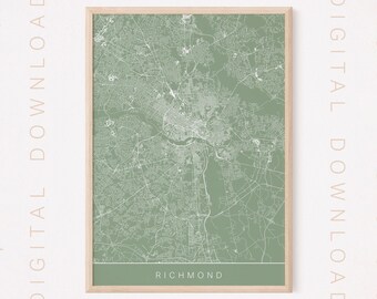 RICHMOND VIRGINIA MAP, Digital Download, Printable City Poster, Multiple Sizes, High Quality, 300 dpi, Modern Minimalist
