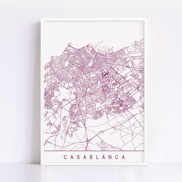 CASABLANCA MAP - High Quality Giclee Print, Minimalist Casablanca Art Print, Customizable City Map