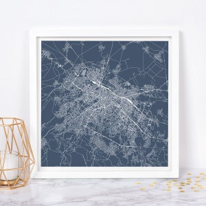 SOFIA CITY MAP - Fine Art Map Poster - Modern Sofia Bulgaria Map Print Minimalist City Poster Urban City Grid Art Quality Giclee Print