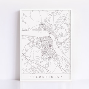 FREDERICTON KARTE - Hochwertiger Giclée-Druck, minimalistischer Fredericton Kunstdruck, anpassbarer Stadtplan