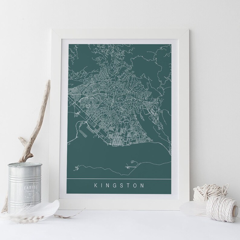 KINGSTON MAP PRINT Line Art City Map Kingston Jamaica Map Etsy Canada