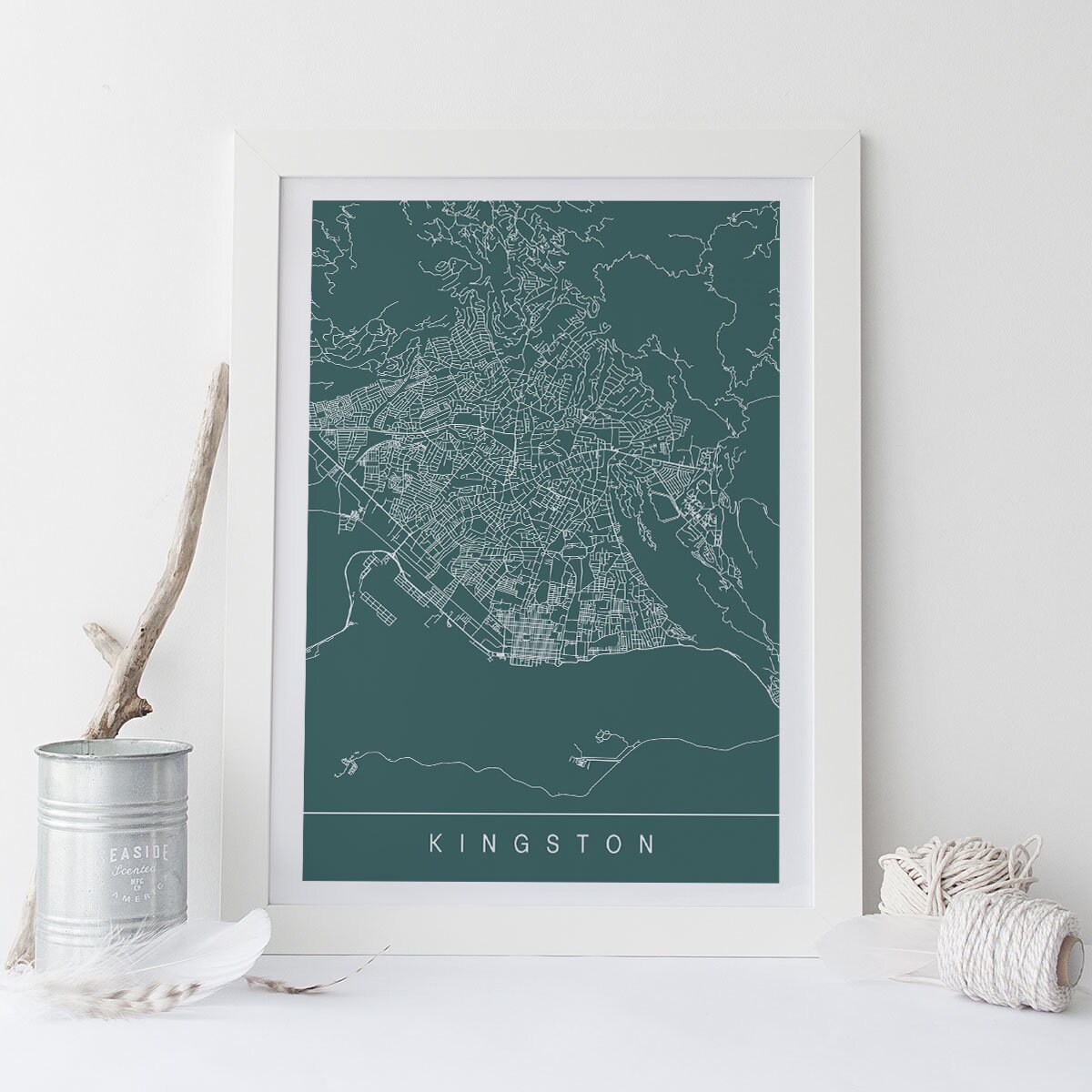 KINGSTON MAP PRINT Line Art City Map Kingston Jamaica Map Etsy