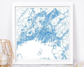 HIROSHIMA CITY MAP - Fine Art Map Poster - Hiroshima Japan Map Print Minimalist City Map, Timeless Decor, Classic Wall Art, Square Map