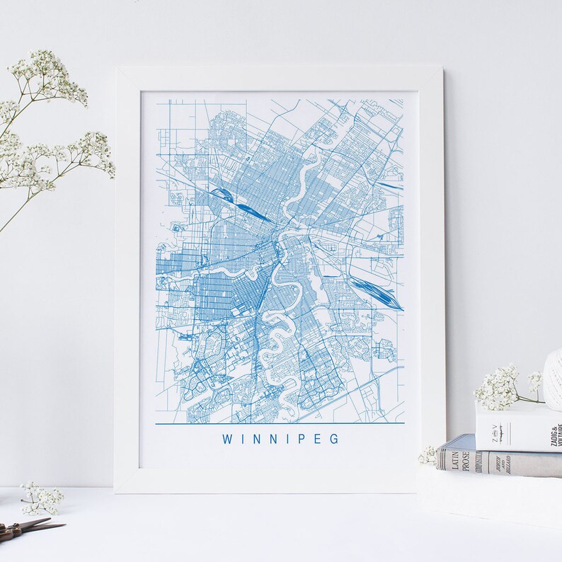 WINNIPEG MAP Minimalist Winnipeg Art Print Customizable Etsy