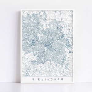 BIRMINGHAM KARTE - Hochwertiger Giclée-Druck, minimalistischer Birmingham UK Kunstdruck, anpassbarer Stadtplan