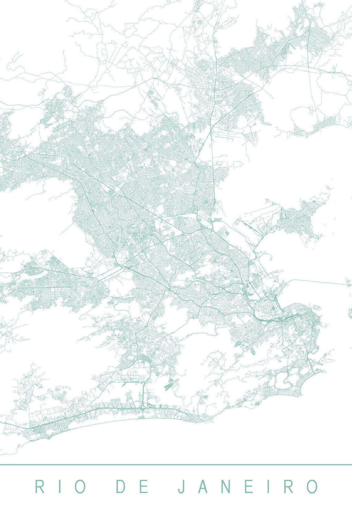 RIO MAP Minimalist Rio Art Print Customizable City Map | Etsy