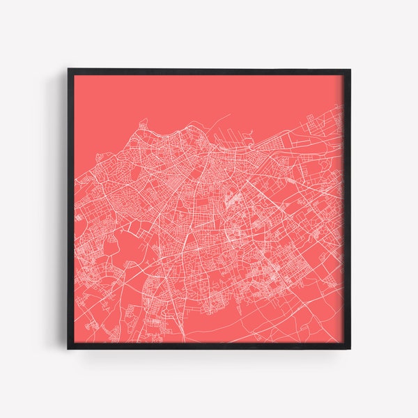 CASABLANCA Morocco CITY MAP Poster Line Art Map Road Map Casablanca Map Print Minimalist City Map Wall Art Modern Design City Grid Poster