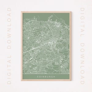 EDINBURGH KAARTKUNST, digitale download, stadsplattegrond, minimalistische Edinburgh Schotland kaart stadsplattegrond Wall Art Print
