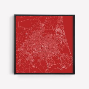 Carte de la ville de Nouvelle-Zélande, affiche de CHRISTCHURCH Dessin au trait Carte de la ville Carte de la ville Carte de la ville minimaliste Art mural Design moderne Affiche de la grille de la ville Ribba