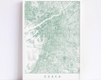 OSAKA MAP - High Quality Giclee Print, Minimalist Osaka Art Print, Customizable City Map, Modern Map Art