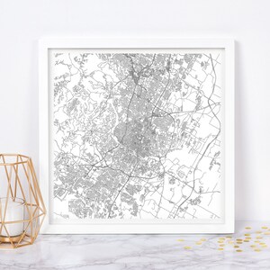 CARTE DE LA VILLE D'AUSTIN - affiche de carte fine art - impression de carte d'Austin, carte de la ville minimaliste, décoration intemporelle, art mural classique, carte carrée