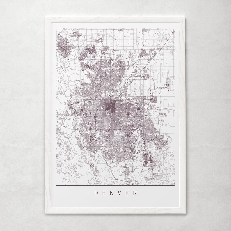 DENVER MAP High Quality Giclee Print Minimalist Denver Art Etsy