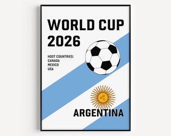ARGENTINA WORLD CUP 2026 Poster, Printable, Instant Digital Download, 300 dpi, Five sizes