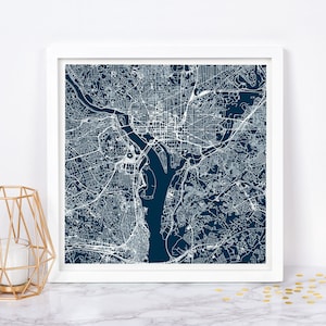 WASHINGTON CITY PLAN Poster Line Art Stadt Karte Straßenkarte von Washington Minimalist Stadt Karte Wand Kunst Modernes Design City Grid Poster Ribba