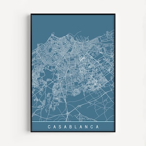 CASABLANCA CITY MAP Art Print - Line Art City Map - Casablanca Morocco Map Art Minimalist Art Print Customizable City Map