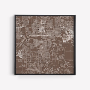 PLAN DE LA VILLE DE LANSING - art mural minimaliste, affiche design moderne en quadrillage de la ville, Michigan, États-Unis, décoration intemporelle, art mural classique, carte carrée