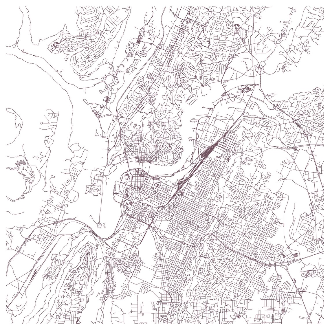 CHATTANOOGA CITY MAP Fine Art Map Poster Chattanooga - Etsy