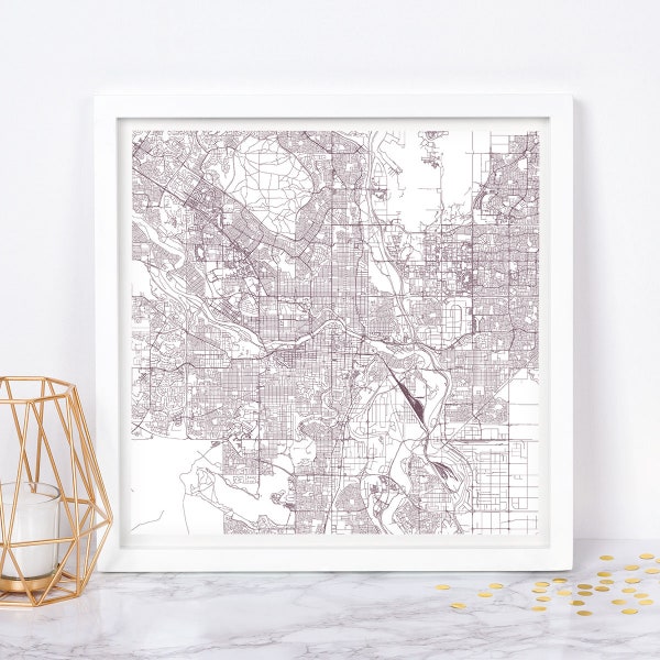 CALGARY MAP - Fine Art Map Poster - Calgary Alberta Map Print Minimalist City Map, Timeless Decor, Classic Wall Art, Square Map