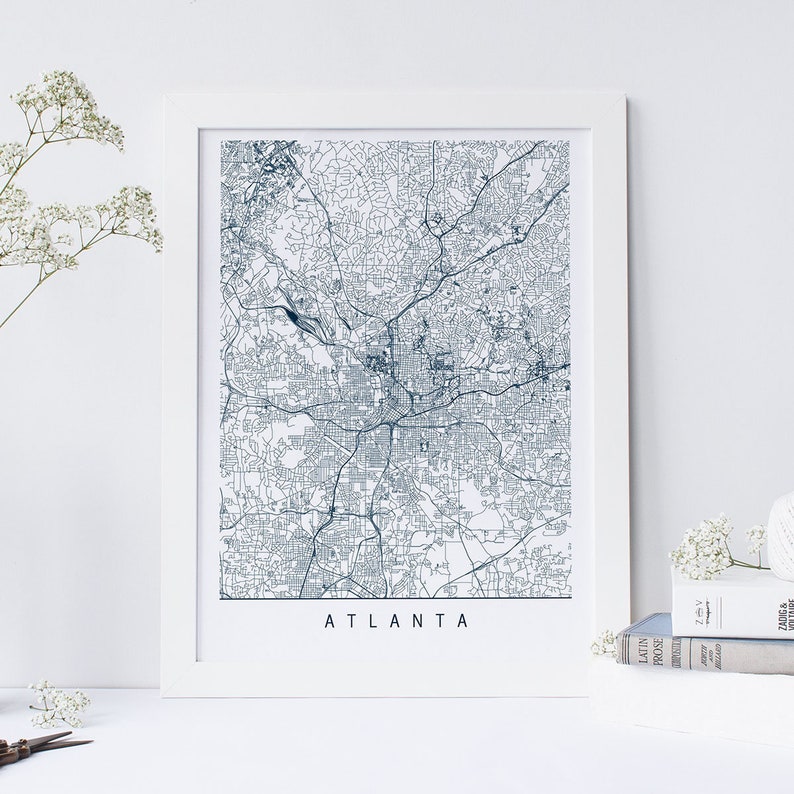 ATLANTA MAP High Quality Giclee Print Minimalist Atlanta Etsy