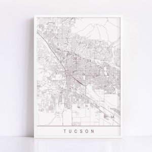 CARTE DE TUCSON - Impression d'art minimaliste de Tucson, plan de la ville personnalisable, impression jet d'encre de haute qualité, art de carte moderne