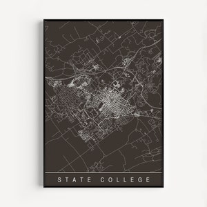 STATE COLLEGE MAP Print Modern City Print Art Customizable - Etsy