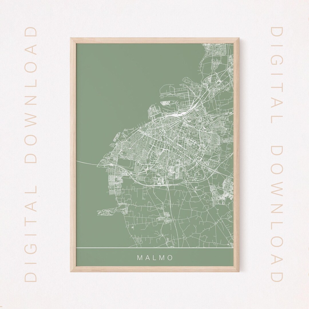 MALMO MAP ART, Digital Download, Line Art City Map, Malmo Sweden Map ...