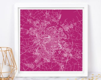 ODENSE MAP PRINT - Modern Odense Denmark Map Poster - Minimalist City Poster Urban City Grid Art Quality Giclee Print Line Art City Map