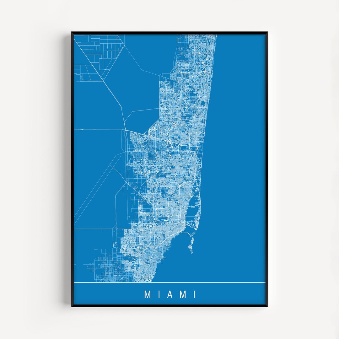 MIAMI MAP ART Florida City Map Modern City Print Art - Etsy