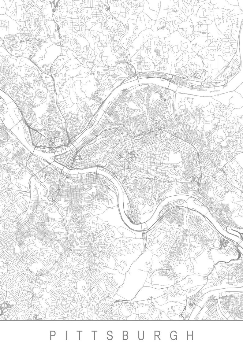 PITTSBURGH MAP Minimalist Pittsburgh Art Print Customizable | Etsy Canada