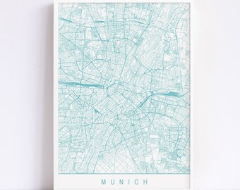 MÜNCHEN KARTE - Hochwertiger Giclée-Druck, Minimalistischer Kunstdruck von München, Anpassbare Stadt Karte, moderne Karte Kunst