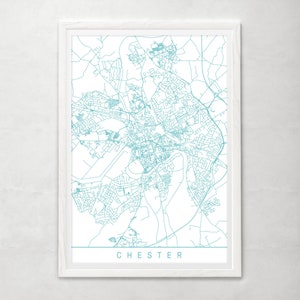 CHESTER MAP - High Quality Giclee Print, Minimalist Chester Art Print ...