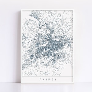 CARTE DE TAIPEI - Impression d'art Taipei minimaliste, plan de la ville personnalisable, impression jet d'encre de haute qualité, art de la carte moderne