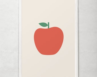APPLE POSTER - Professional Quality Giclée Print - Minimalist Art Print,  Teacher Gift, Kitchen Wall Art, Cosy Room Decor