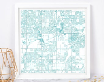 GILBERT CITY MAP - Fine Art Poster - Gilbert, Arizona Map Print, Timeless Decor, Classic Wall Art, Square Map