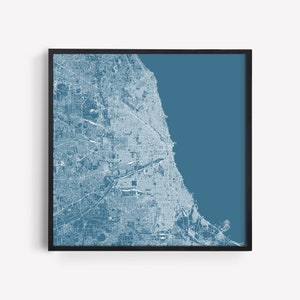 CHICAGO CITY PLAN Poster Line Art City Map Straßenkarte Chicago Illinois Karte USA Minimalistischer Stadtplan Wandkunst Modernes Design Stadtnetz