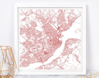 QUEBEC CITY MAP - Fine Art Map Poster - Quebec Map Print Minimalist City Map, Timeless Decor, Classic Wall Art, Square Map