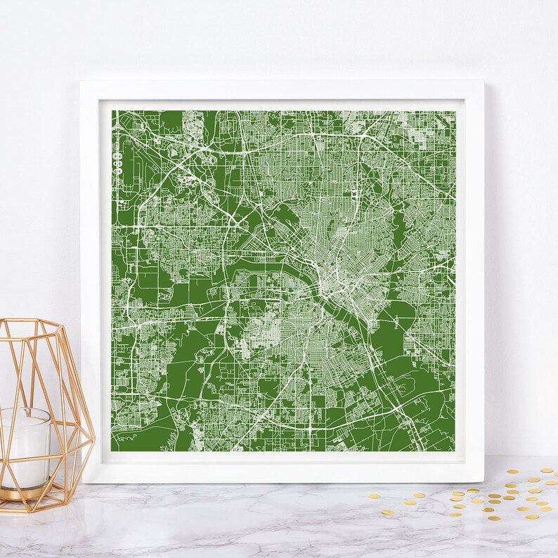 DALLAS CITY MAP Poster Line Art City Map Road Map of Dallas Etsy